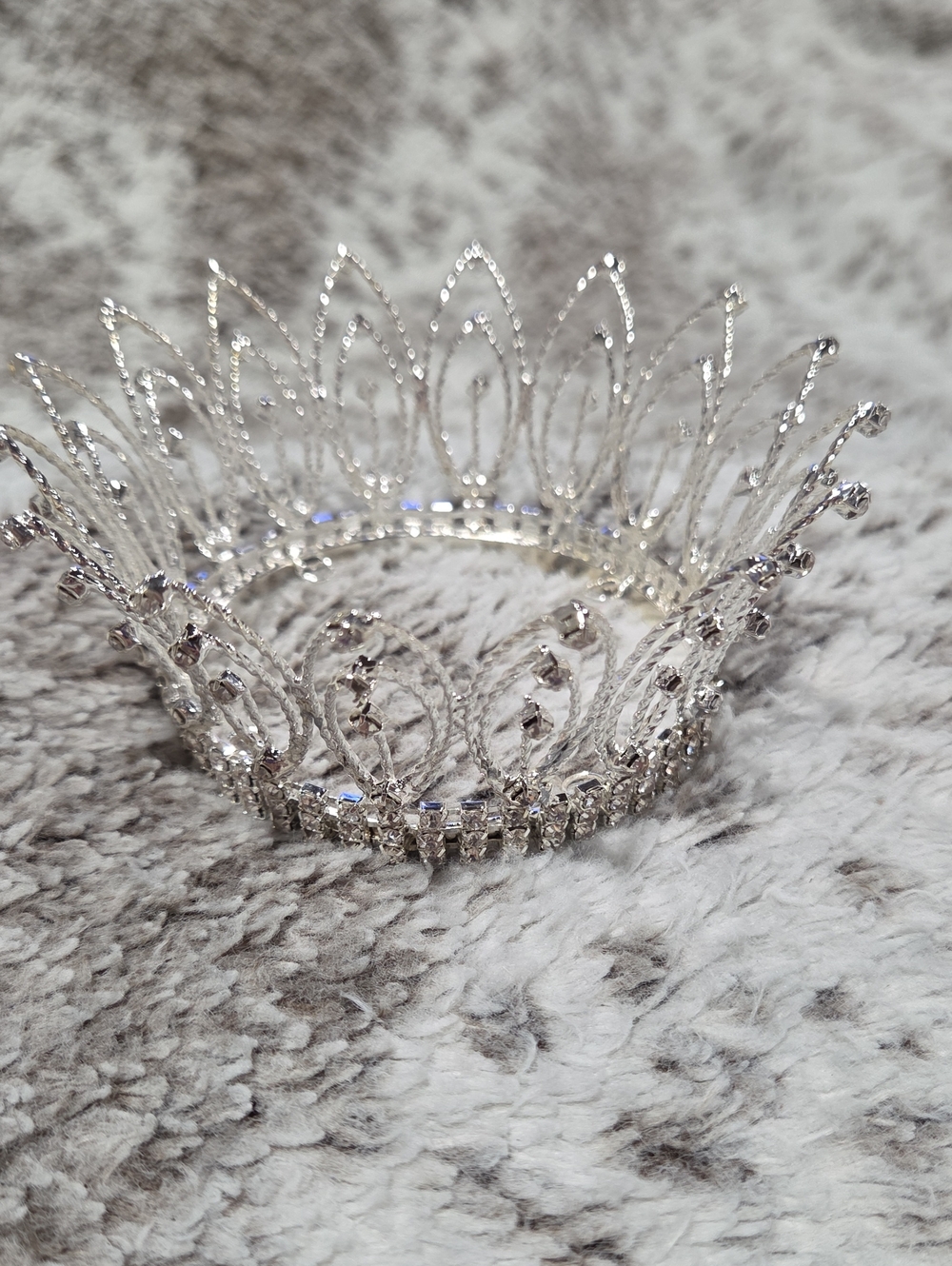 Silver Crystal Bridal Tiara Crown - Elegant Pageant Headpiece